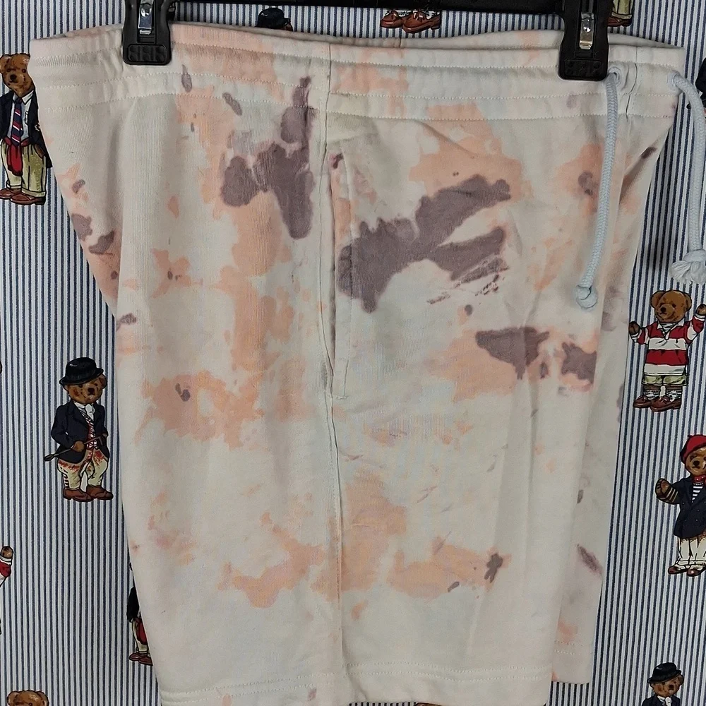 Air Jordan Brand Logo White Tye Dye Soft Casual Drawstring 2 Pocket Med Shortw